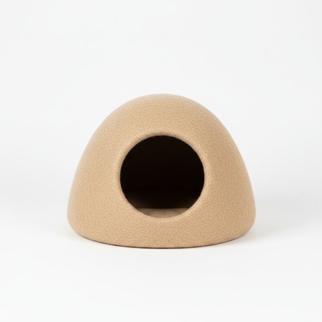 Variant 2 – Camel Beige felt cat cave pod bed