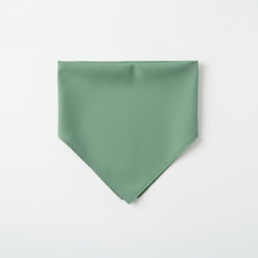 Variant 3 – Sage Green cotton pet bandana, flat lay