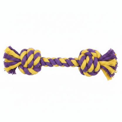 Variant 3 – Purple & Yellow double knot rope toy
