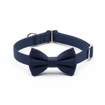 Variant 1 – Navy Blue pet bow tie collar, flat lay